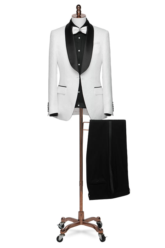 White Tuxedo with Black Shawl Lapel