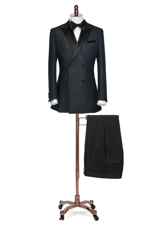 Navy Jacquard Double Breasted Tuxedo