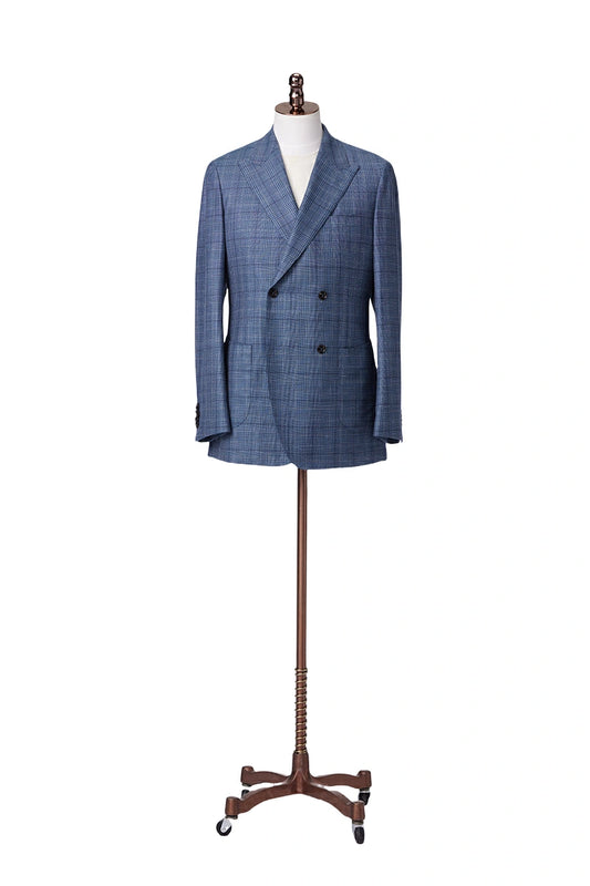 Double Breasted Navy Plaid Blazer