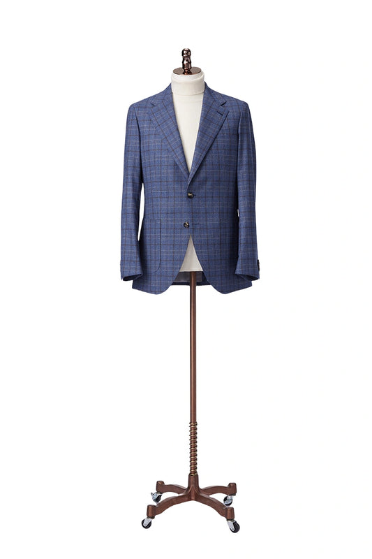 Single Breasted Navy Plaid Blazer