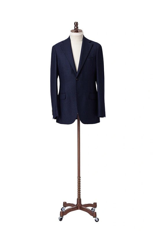 Single Breasted Navy Jacquard Blazer