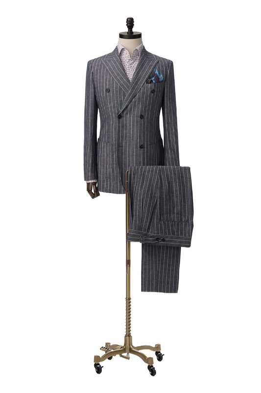 Stripe Stone Blue Double Breasted Suit