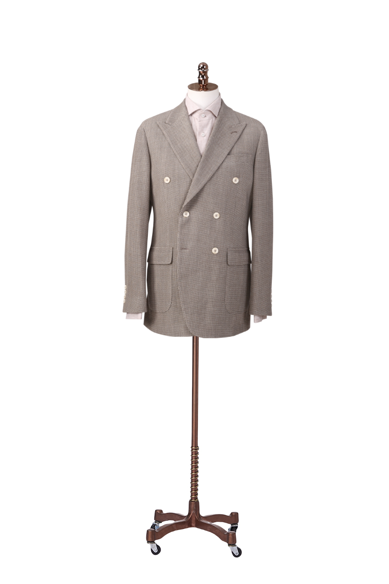 Double Breasted Coffee Jacquard Blazer